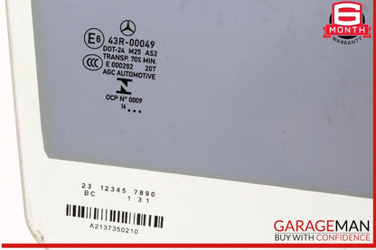 17-20 Mercedes W213 E300 Rear Right Passenger Side Door Window Auto Glass OEM