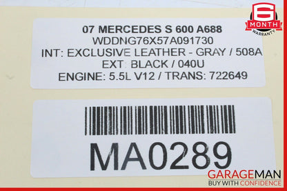 07-09 Mercedes W221 S600 Front Right Side Mirror Door Rear View Cubanite Black