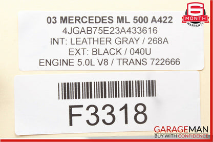 02-05 Mercedes W163 ML500 Speedometer Odometer Instrument Cluster Gauge