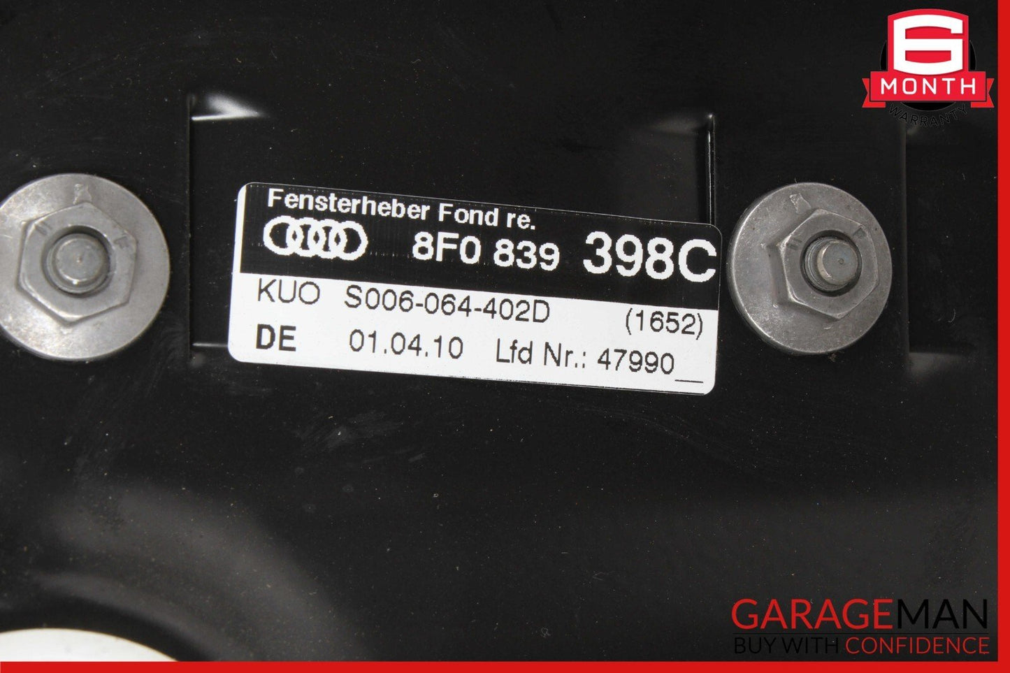 10-17 Audi S5 A5 Convertible Rear Right Quarter Window Regulator Motor Plate OEM