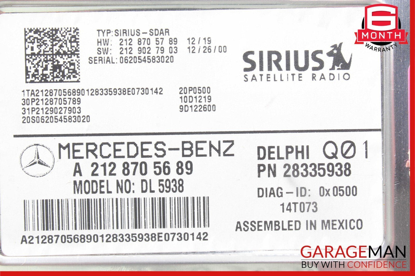 10-16 Mercedes W204 C300 SLK250 E350 Sirius Satellite Radio Receiver Module OEM