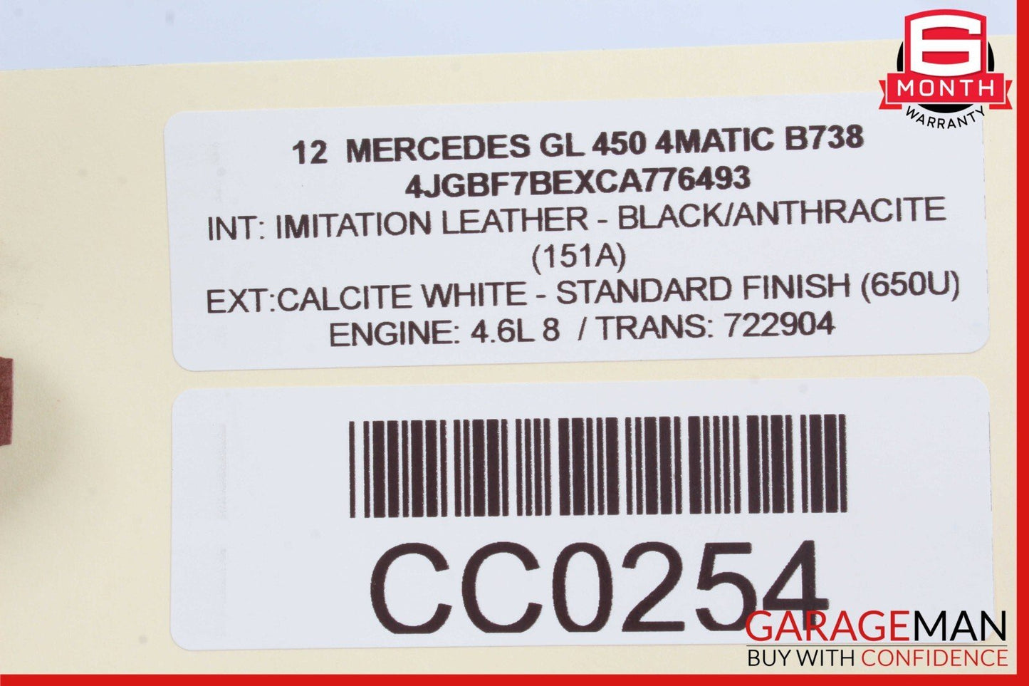 06-12 Mercedes X164 GL450 ML350 Front Left Side Sun Visor Sunvisor Cover Grey