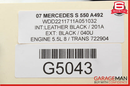 07-09 Mercedes W221 S550 Front Right Side Mirror Door Rear View Lazurite Blue
