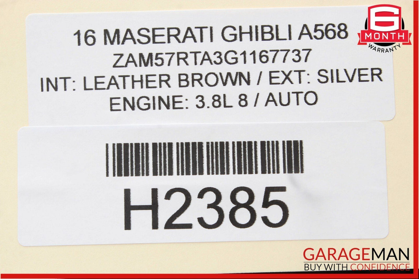 14-17 Maserati Ghibli Rear Left Side Complete Interior Door Trim Panel Assembly