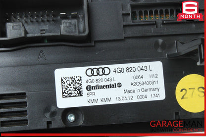 12-18 Audi A7 Front AC Climate Control Panel 4G0820043L Genuine OEM