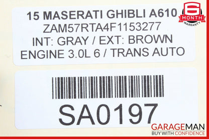 14-17 Maserati Ghibli Rear Suspension Subframe Cross Member Crossmember Frame