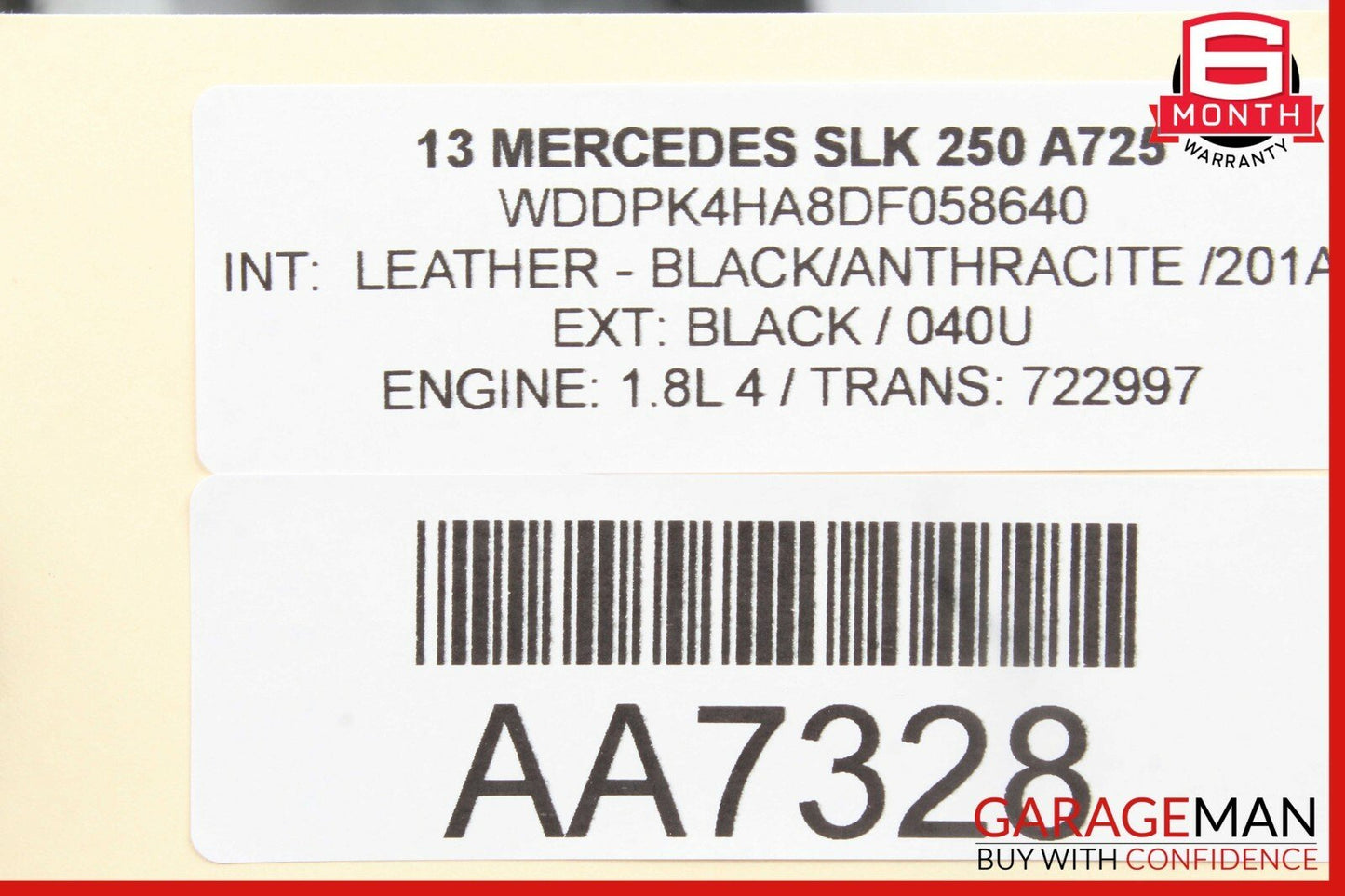 12-16 Mercedes R172 SLK250 SLK350 Front Right Side Upper Seat Cushion Black OEM