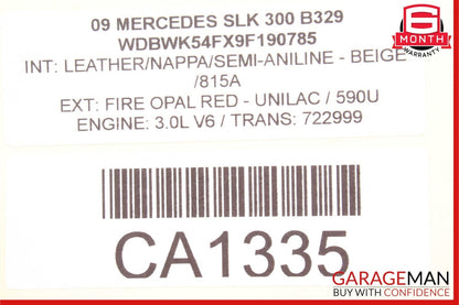 05-11 Mercedes R171 SLK280 SLK300 Convertible Roof Right Side Trunk Lid Cylinder