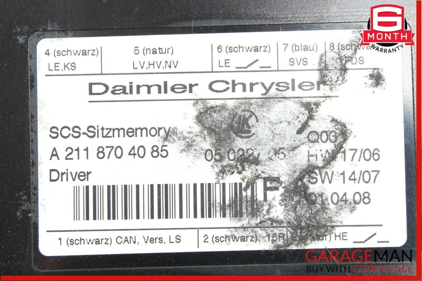 03-11 Mercedes X164 GL450 E350 Seat Control Module Front Left 2118704085 OEM