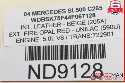 03-12 Mercedes R230 SL500 SL55 Convertible Top Left Load Assist Cylinder OEM