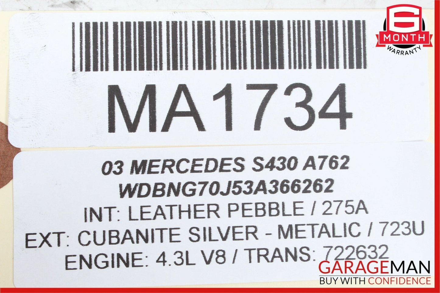00-06 Mercedes W220 S430 Rear Left Keyless Go Exterior Door Handle Silver