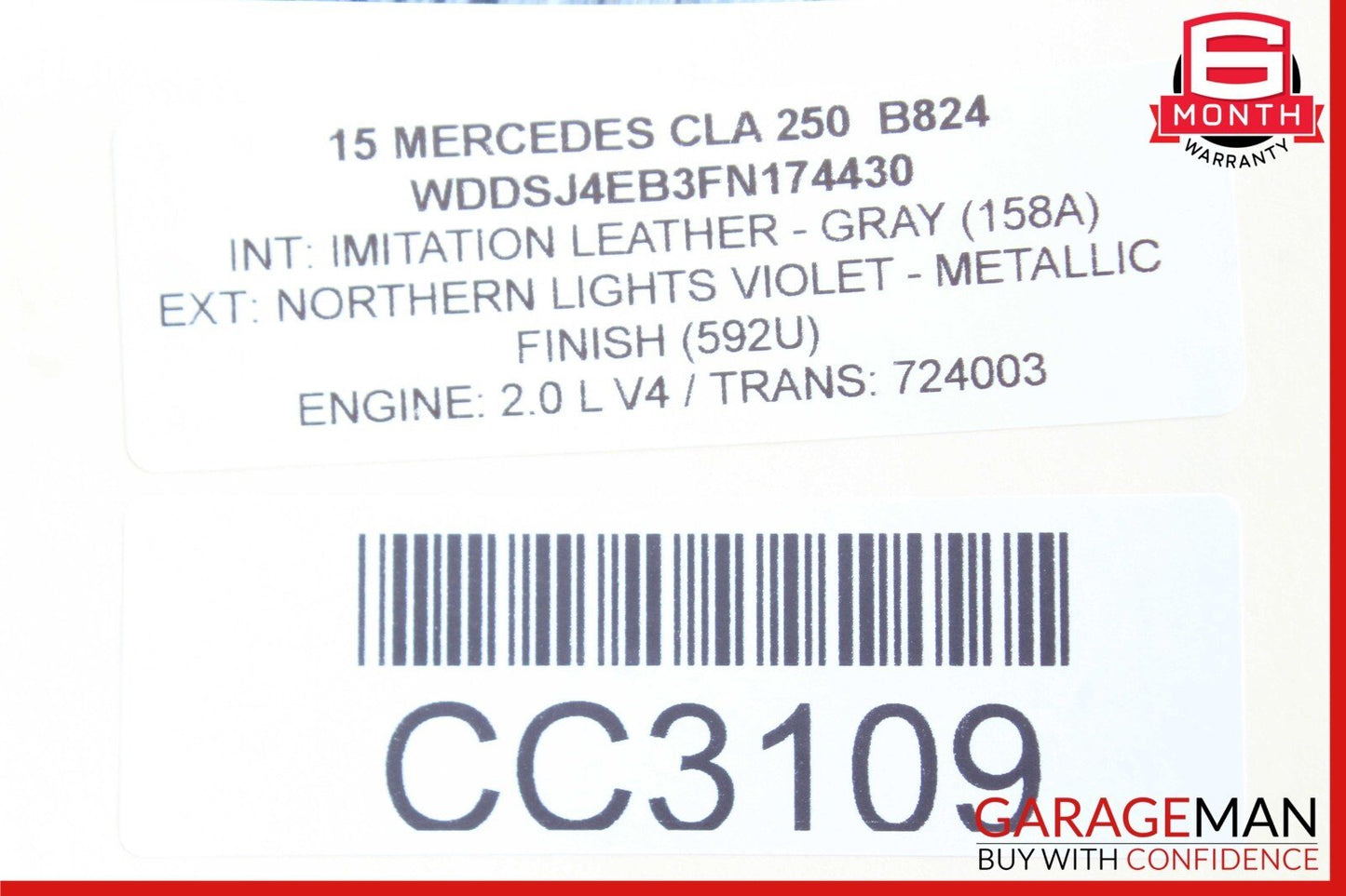 14-19 Mercedes W117 CLA180 CLA250 Sedan Rear Trunk Lid Deck Shell Panel Black