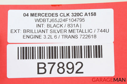 03-09 Mercedes W209 CLK320 CLK500 Rear Trunk Lid License Plate Holder Panel OEM