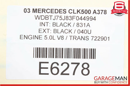 03-09 Mercedes W209 CLK500 Rear Bumper Reinforcement Impact Crash Bar Rebar OEM
