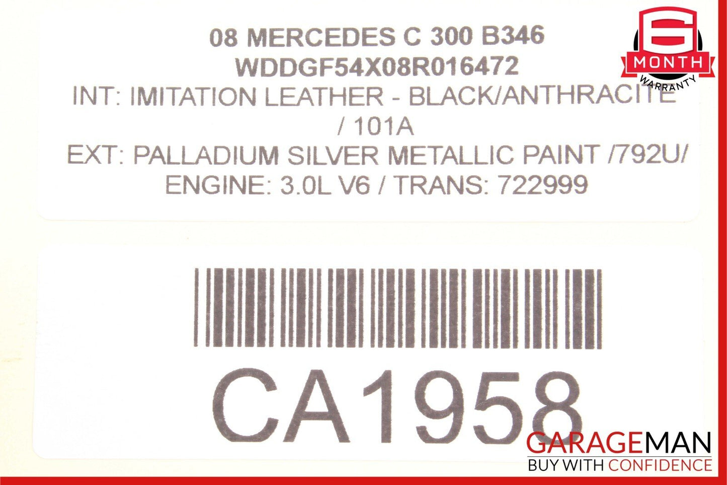 08-16 Mercedes W204 C300 GLK350 Rear Right Door Window Regulator Motor Unit OEM