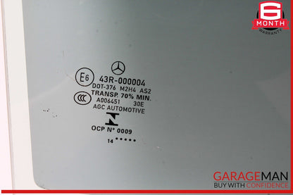 15-21 Mercedes W205 C300 C400 Rear Right Side Door Window Glass OEM