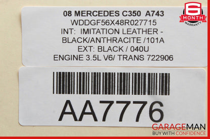 08-11 Mercedes W204 C350 C250 Interior Rear View Mirror Black OEM