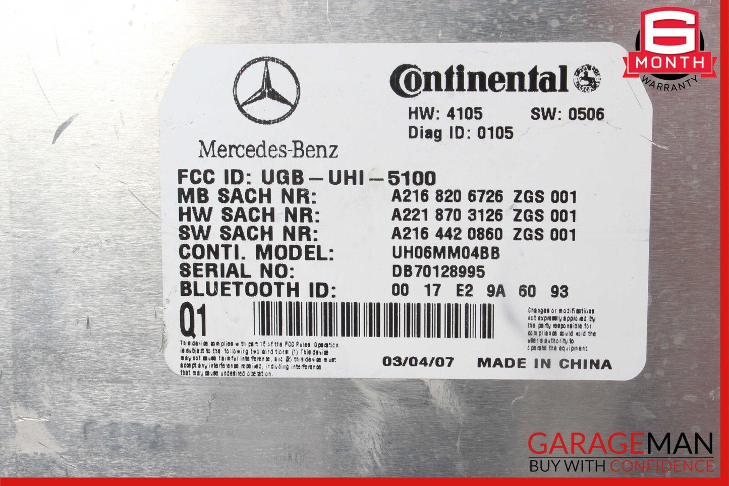 07-10 Mercedes W221 S600 CL600 Bluetooth Mobile Cell Phone Control Module Unit