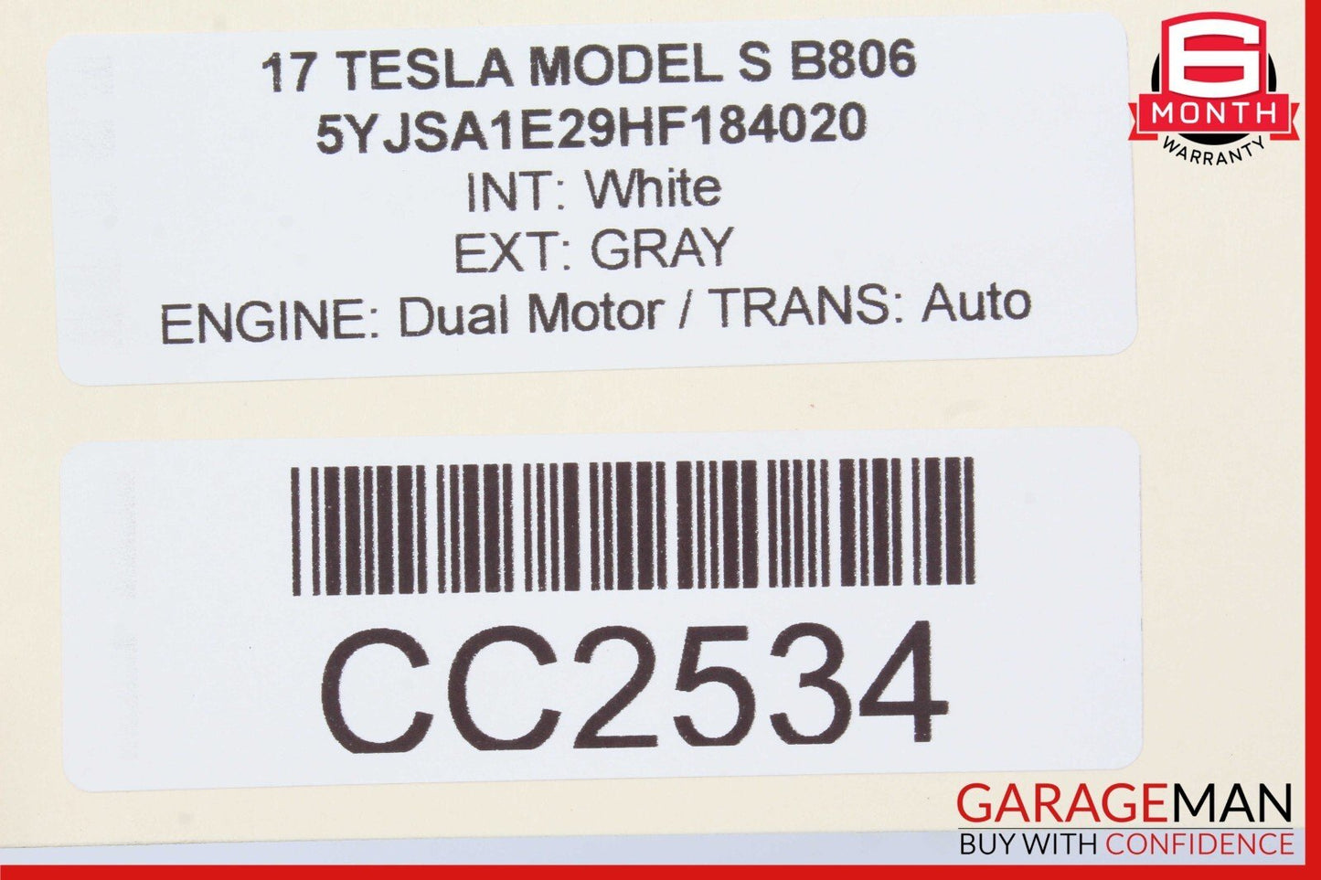 16-20 Tesla Model S Front Left Side Bottom Lower Seat Cushion Cover White OEM
