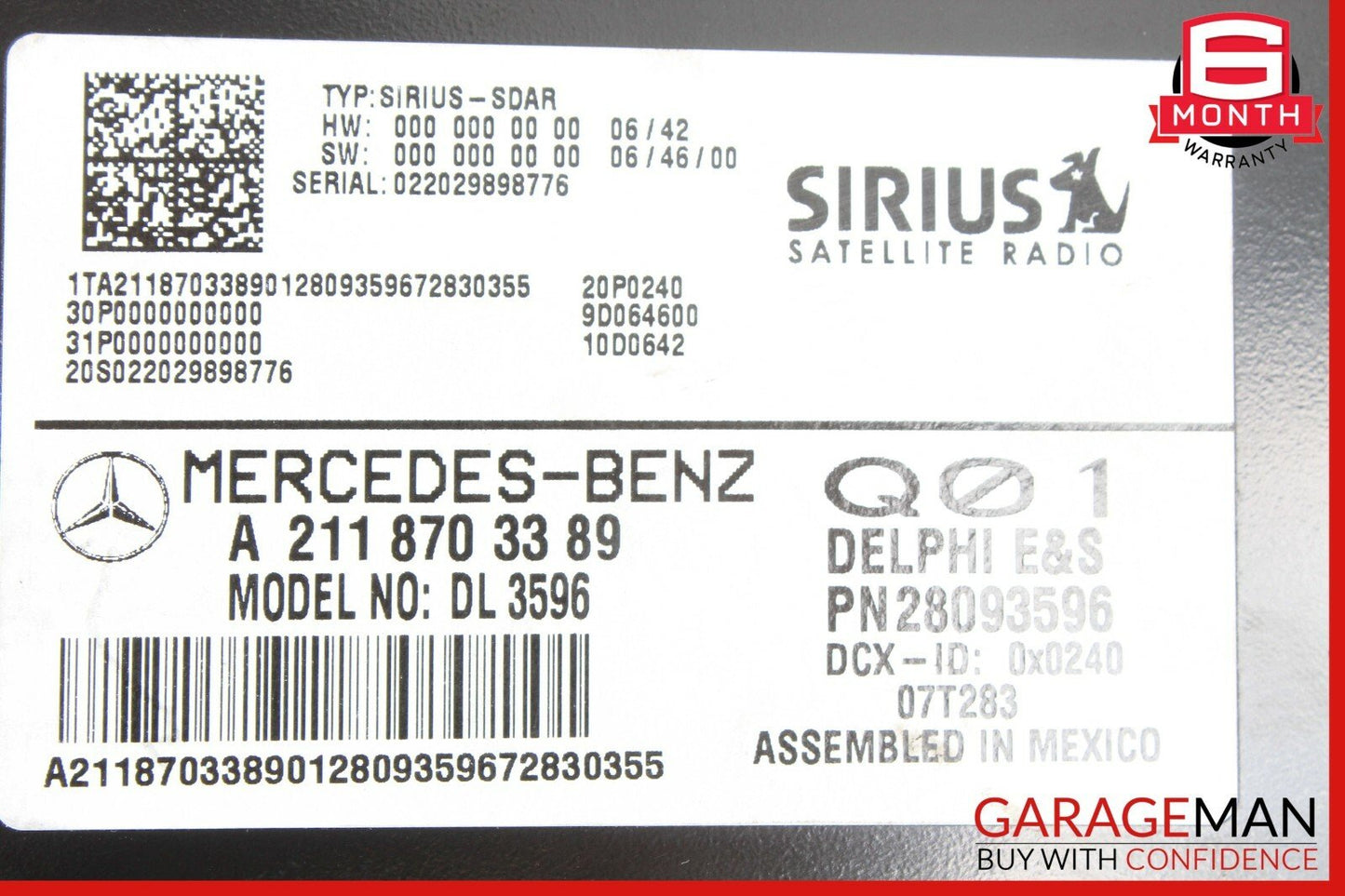 Mercedes X164 GL450 E550 ML350 Sirius Satellite Radio Receiver Module Unit OEM