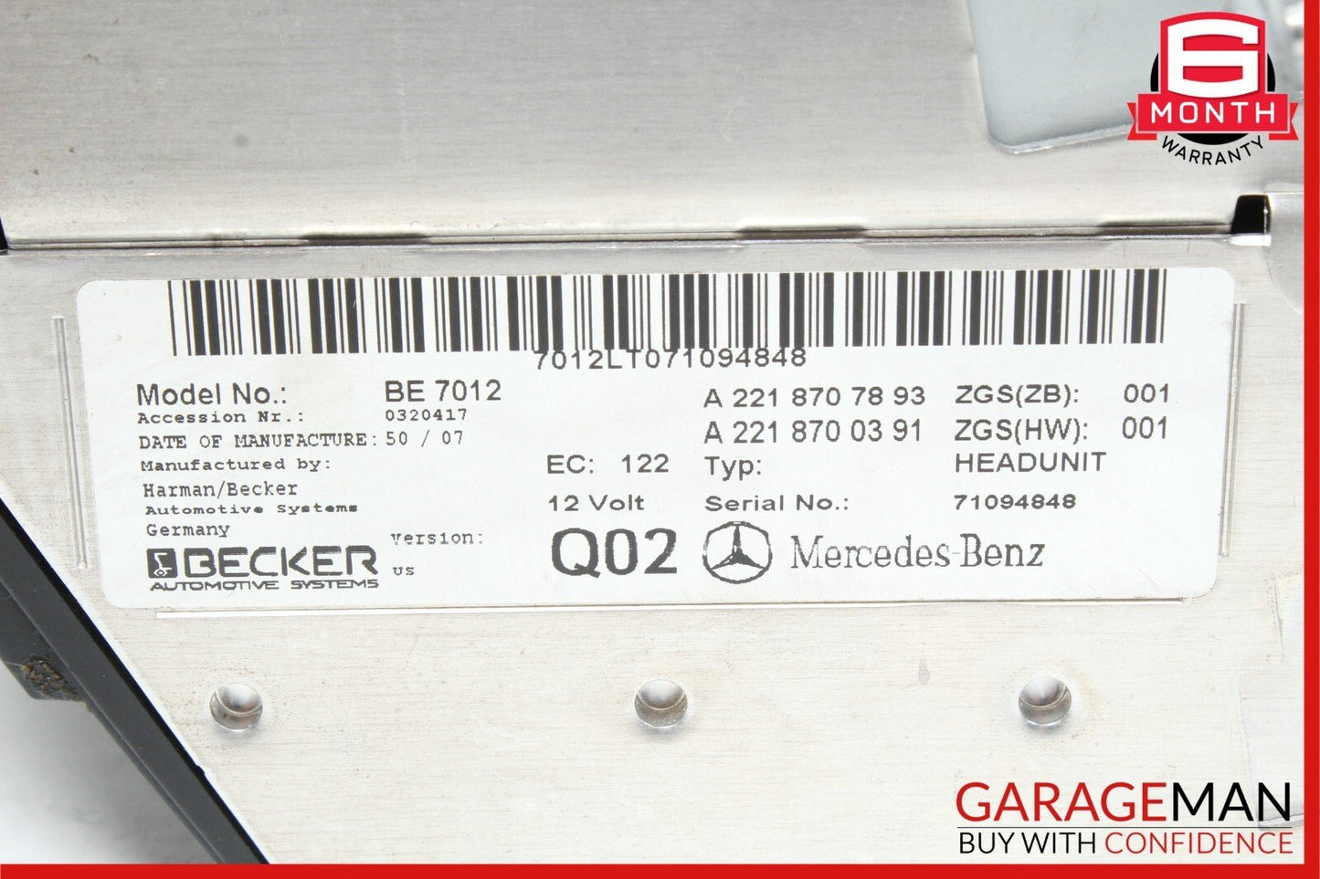 07-09 Mercedes W221 S550 S450 Navigation Head Unit Command CD Audio Player OEM