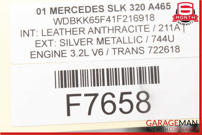 01-04 Mercedes R170 SLK320 Front Left Side Seat Belt Seatbelt Retractor Black