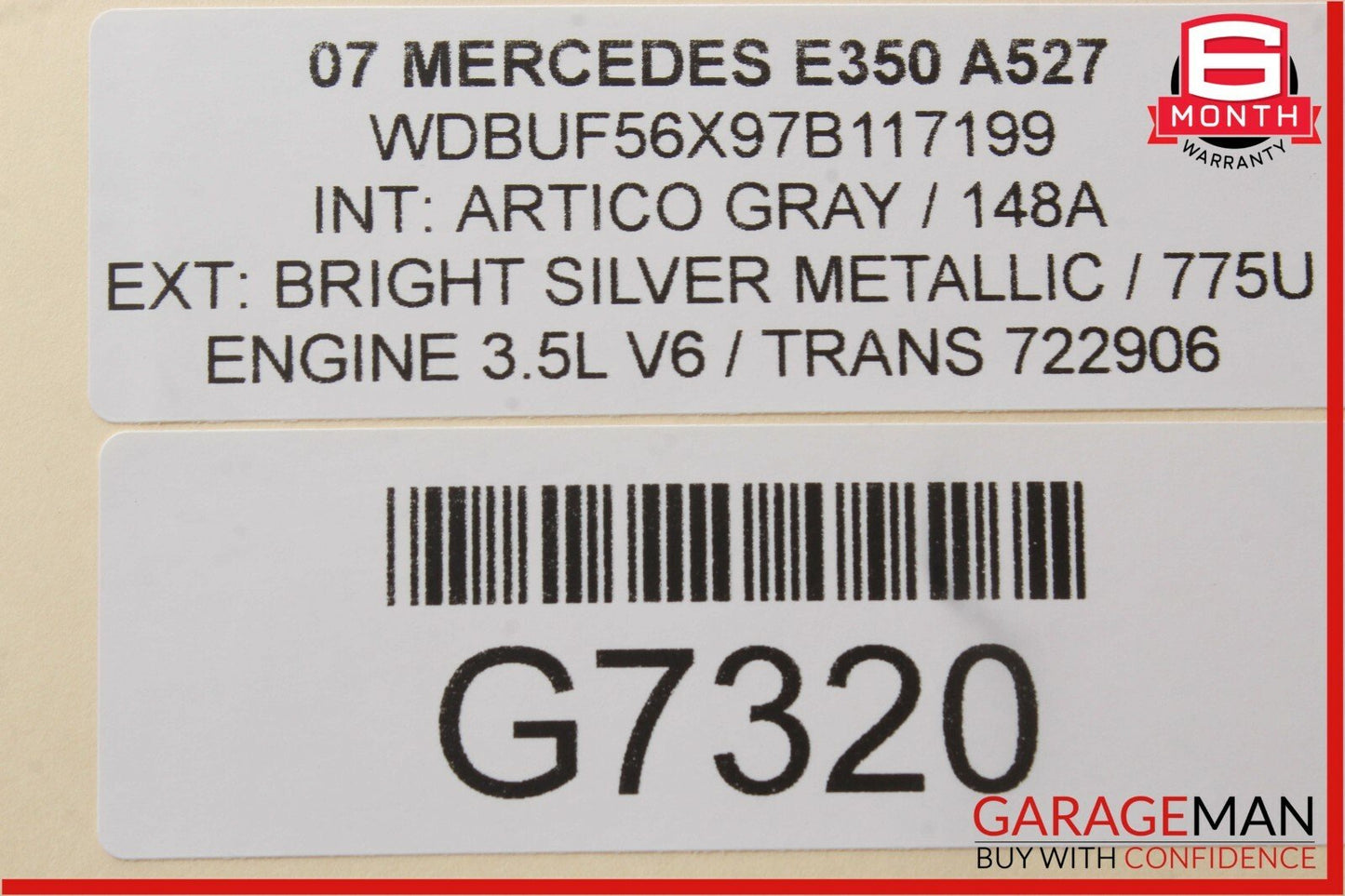 03-11 Mercedes E320 CLS55 AMG Rear Overhead Dome Light Reading Map Lamp Grey