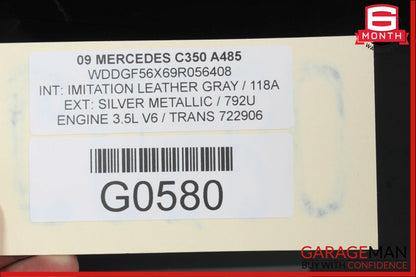 08-14 Mercedes W204 C350 Rear Windshield Window Glass OEM