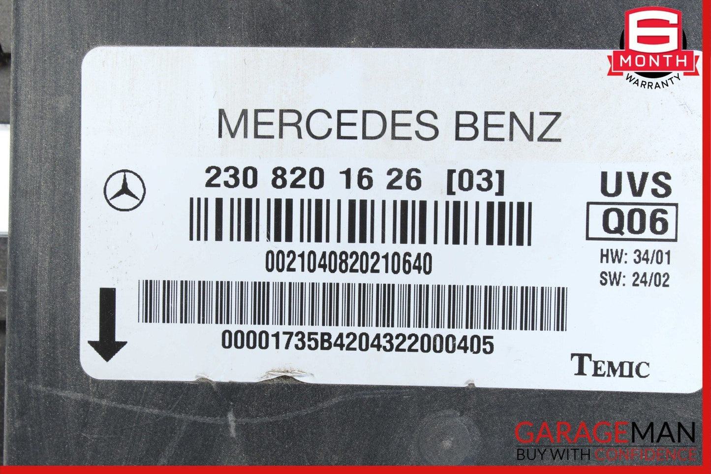 03-08 Mercedes R230 SL500 SL65 AMG Top Roof Convertible Control Module Unit OEM