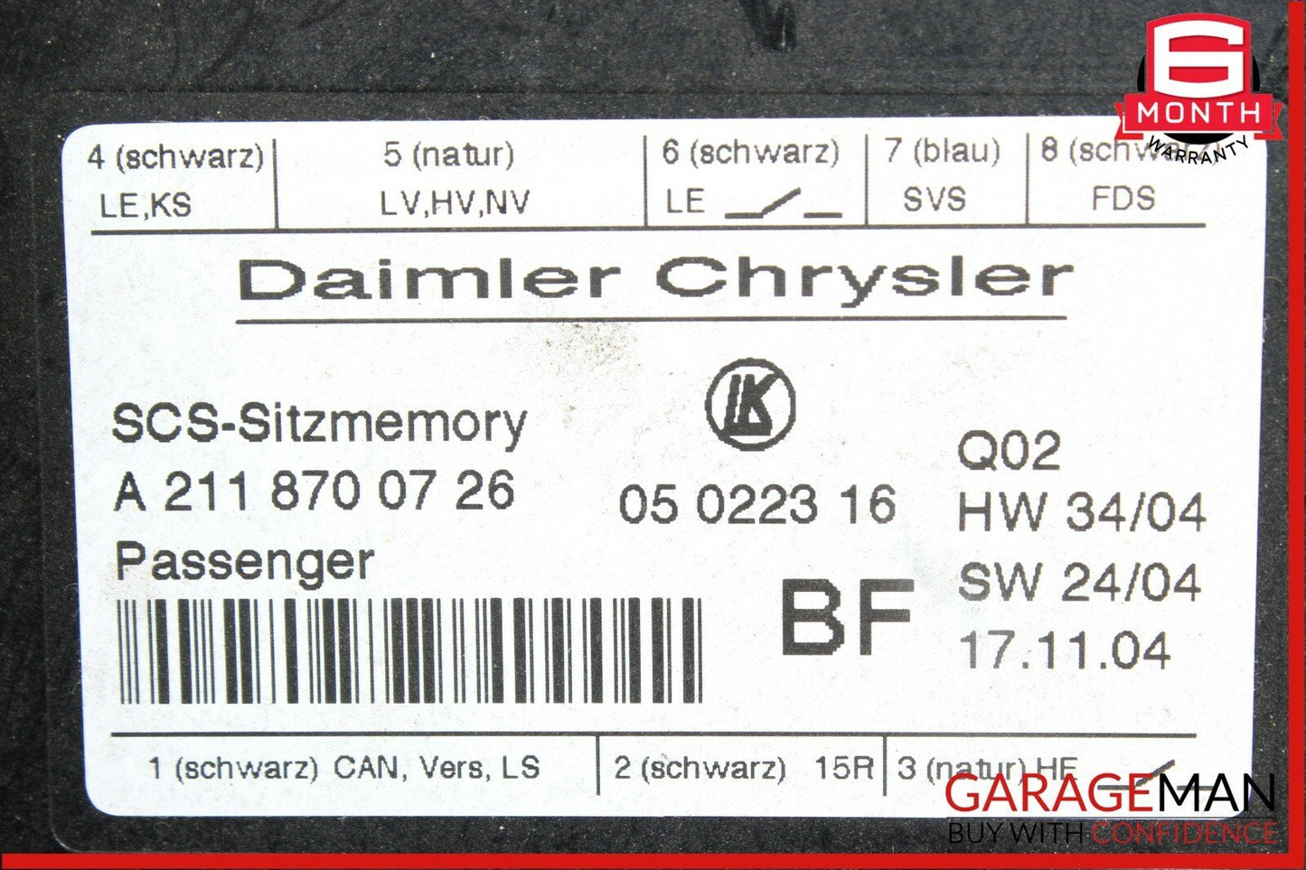 03-11 Mercedes E350 CLS500 Front Right Side Under Seat Control Module Unit