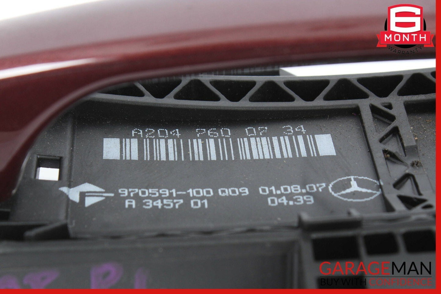 08-11 Mercedes W204 C300 C350 Rear Left Driver Side Exterior Door Handle Red
