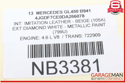 13-19 Mercedes X166 GL450 GLS450 Rear Left Bumper Holder Support Bracket OEM