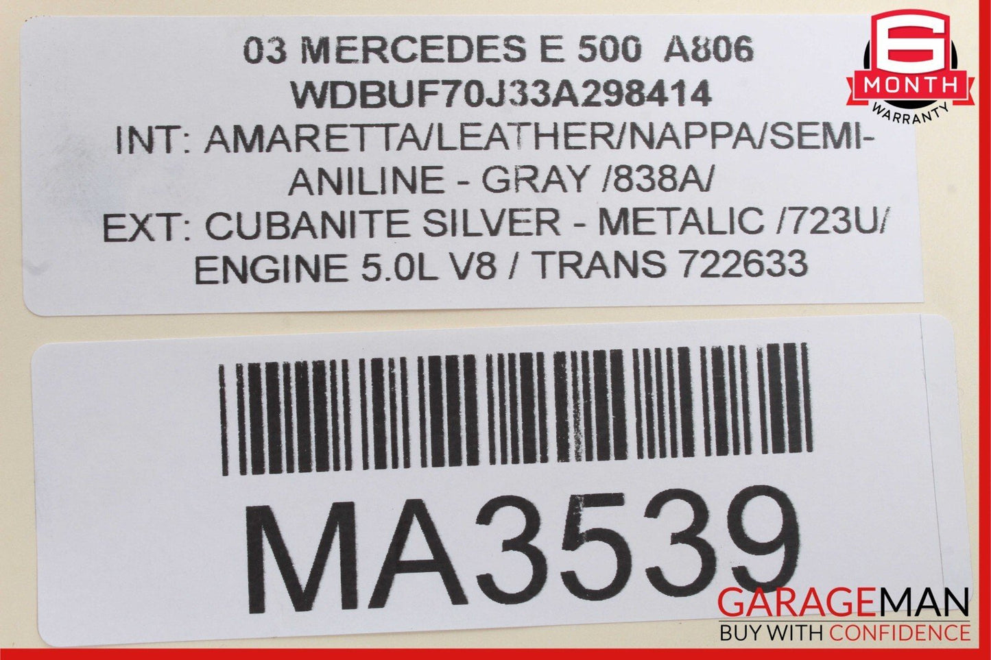 03-09 Mercedes W211 E500 E320 Rear Left Driver Side Exterior Door Handle Grey