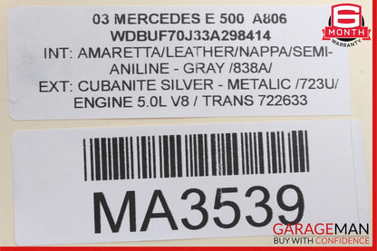 03-09 Mercedes W211 E500 E320 Rear Left Driver Side Exterior Door Handle Grey