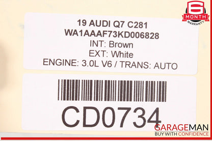 17-19 Audi Q7 Rear Bumper Center Support Bracket OEM