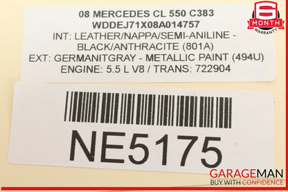 07-14 Mercedes W216 CL550 Front Left Driver Side Sun Visor Sunvisor Gray OEM