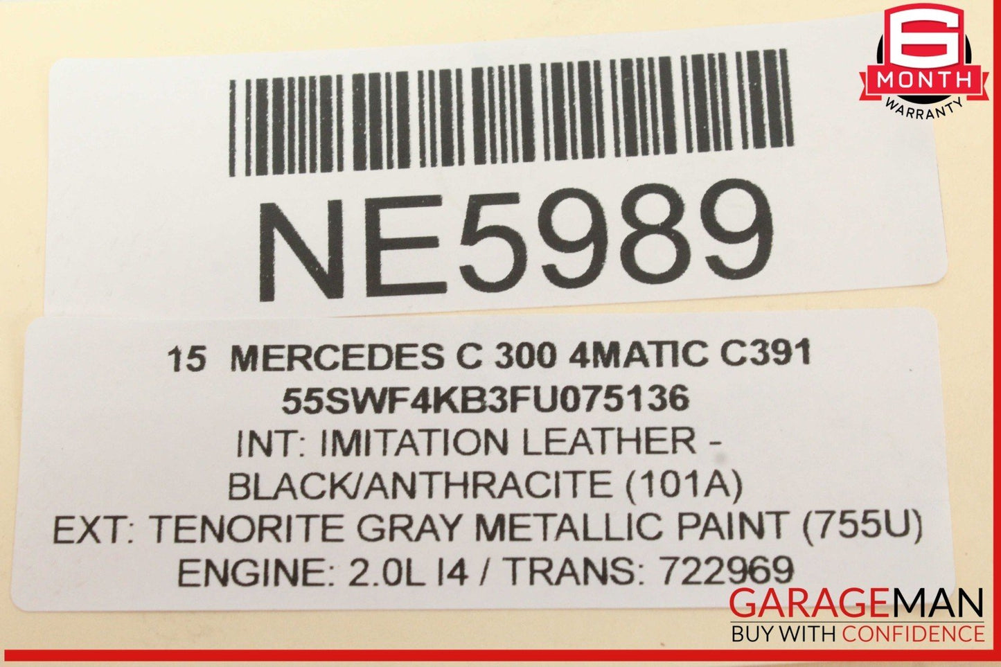 08-20 Mercedes W205 C300 4MATIC Rear Left or Right Lower Control Arm OEM