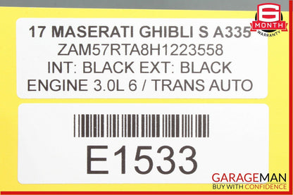 14-18 Maserati Ghibli Rear Left Side Interior Door Panel Cover Assembly Black