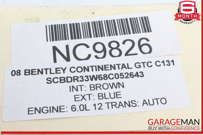 07-18 Bentley Continental GTC Top Convertible Roof Hydraulic Pump 3W7871789 OEM