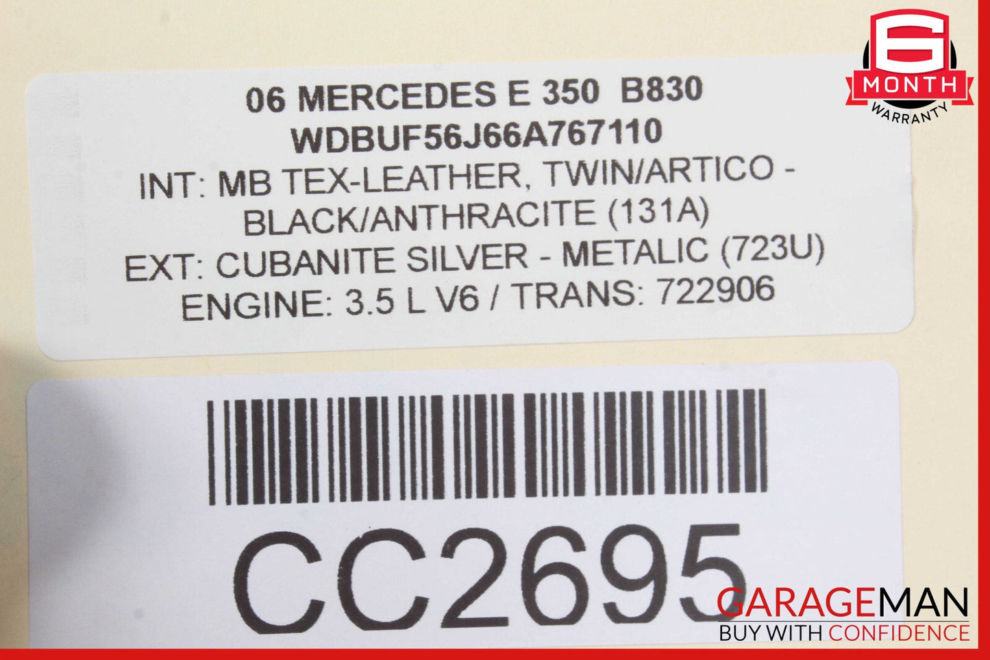 03-06 Mercedes W211 E350 E500 Front Right Bottom Lower Seat Cushion Black OEM