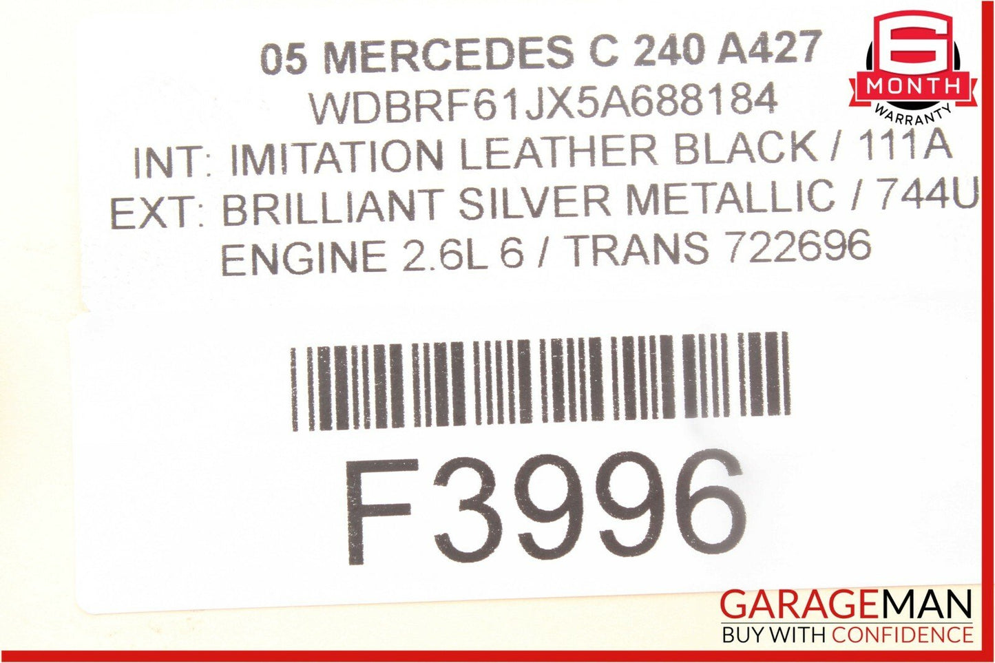 01-07 Mercedes W203 C230 Rear Right Door Lock Latch Actuator OEM