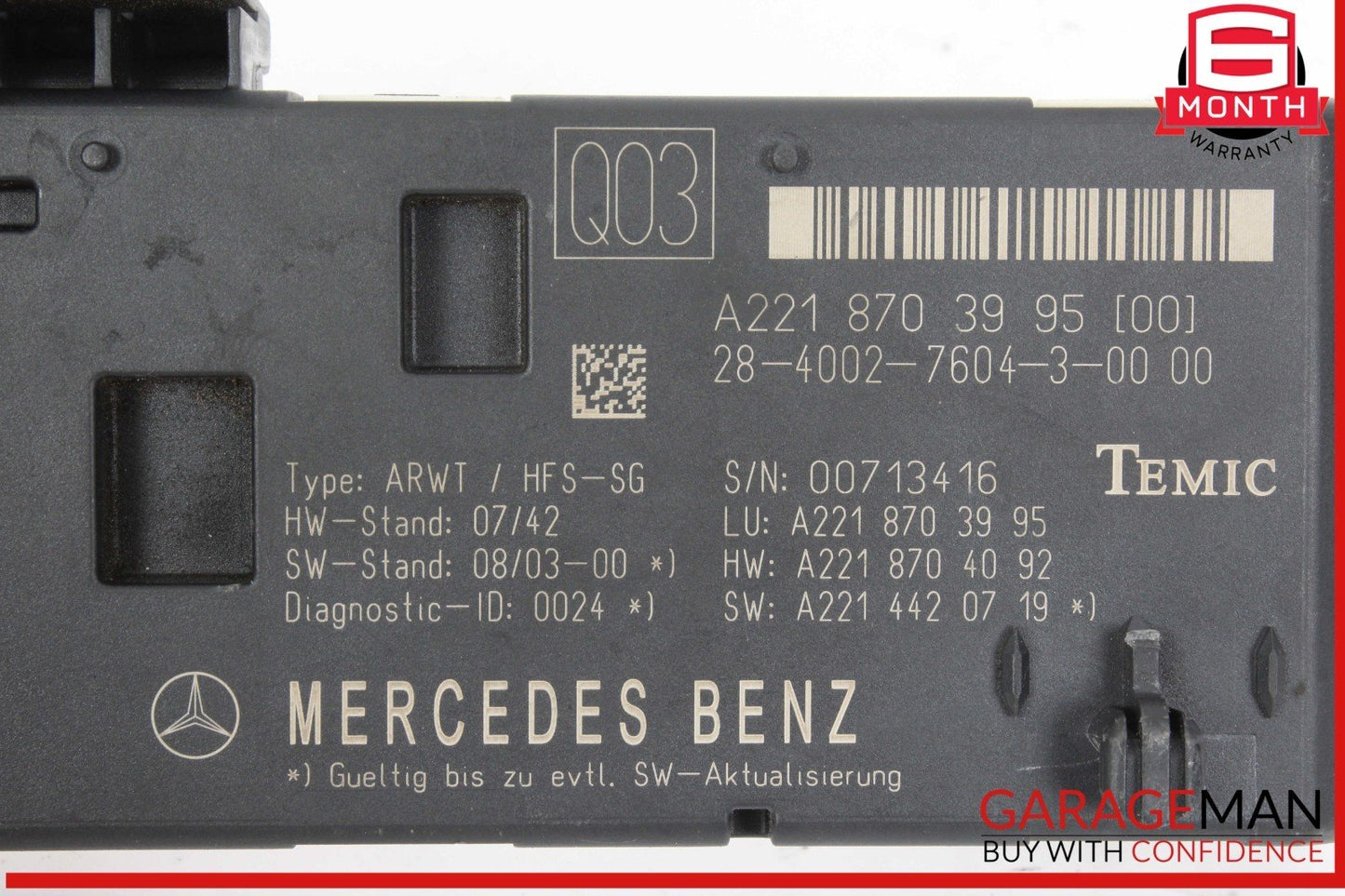 07-14 Mercedes W221 S550 S400 Trunk Release Remote Open Close Module Unit OEM