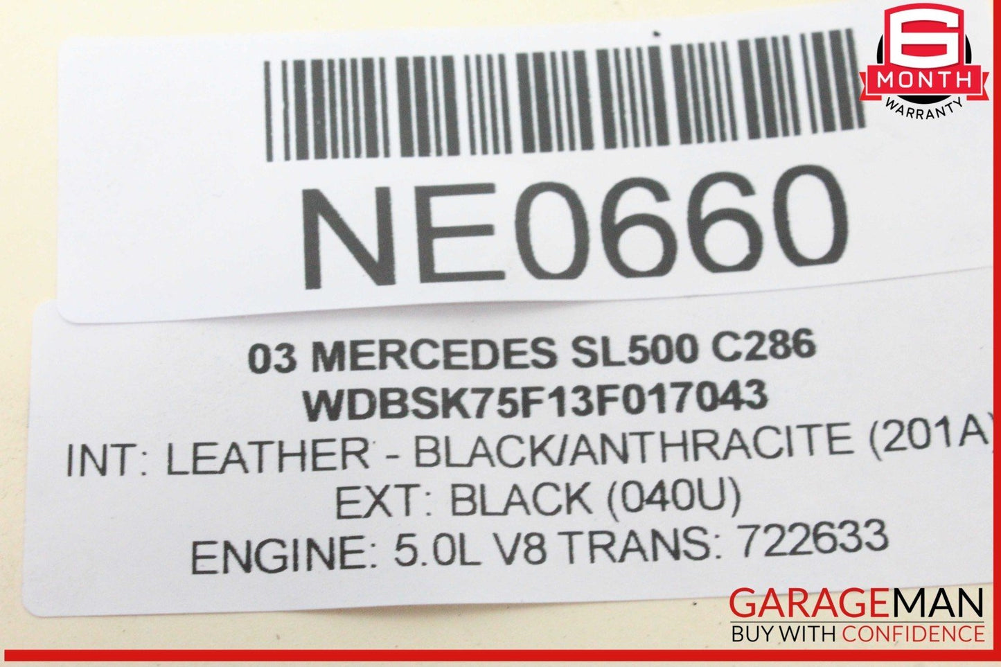 03-06 Mercedes R230 SL500 SL55 AMG Bumper Parktronic Parking Sensor Set of 6 OEM