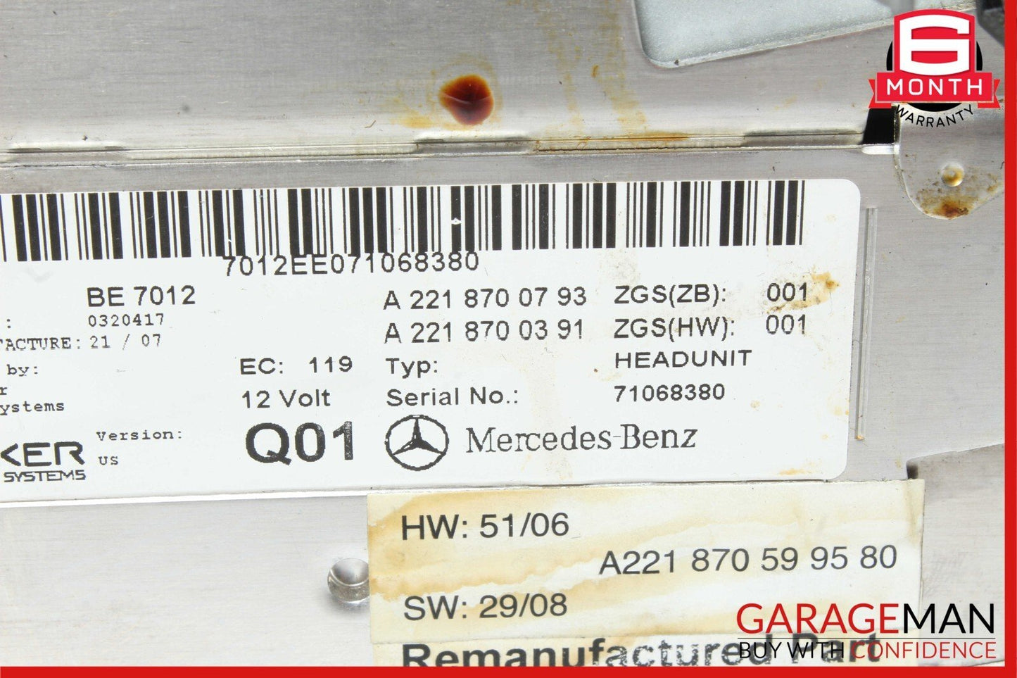 07-09 Mercedes W221 S550 S450 S63 Navigation Head Unit Command CD Audio Player