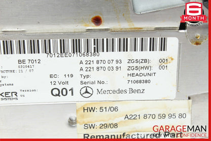 07-09 Mercedes W221 S550 S450 S63 Navigation Head Unit Command CD Audio Player