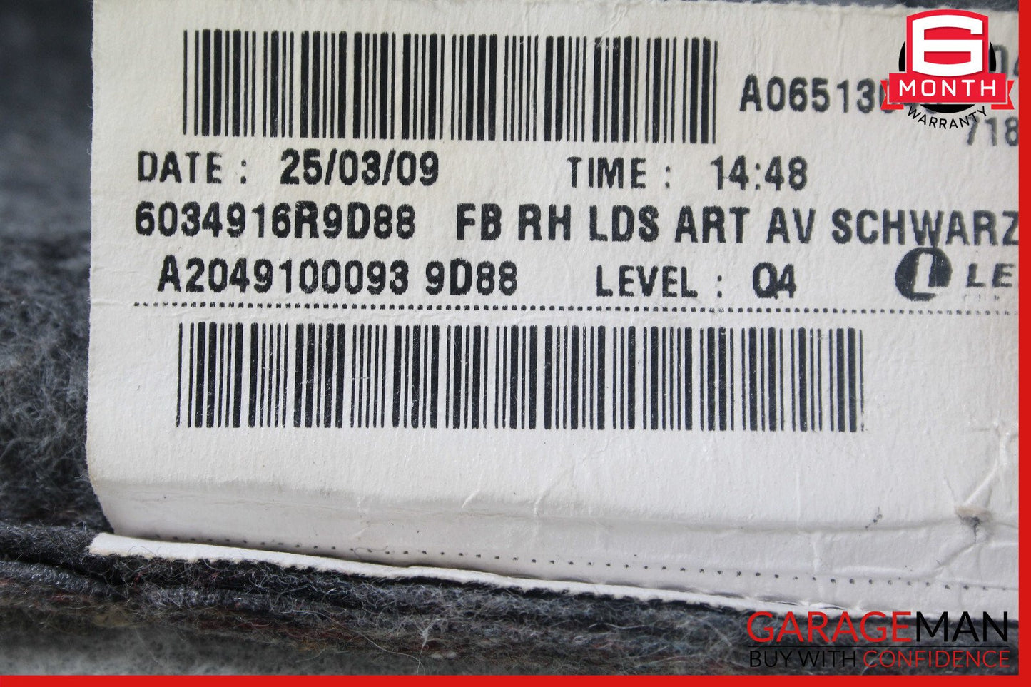08-14 Mercedes W204 C250 Top Upper Seat Cushion Front Right Side Black OEM
