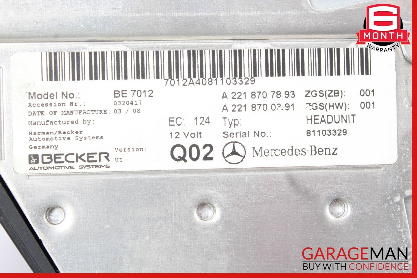 07-09 Mercedes W221 S550 S63 AMG Head Unit Command Comand CD Navigation