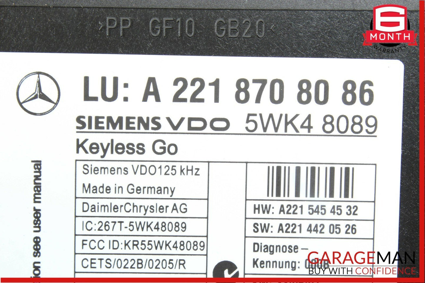 07-13 Mercedes W221 S550 S600 Keyless Go Door Entry Control Controller Module