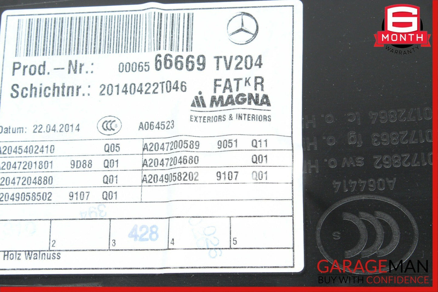 08-14 Mercedes W204 C250 C300 Front Right Side Interior Door Panel Assembly OEM