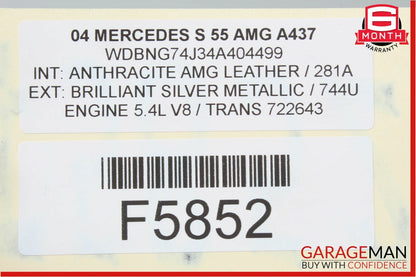00-06 Mercedes W220 S500 Rear Bumper Reinforcement Impact Bar OEM
